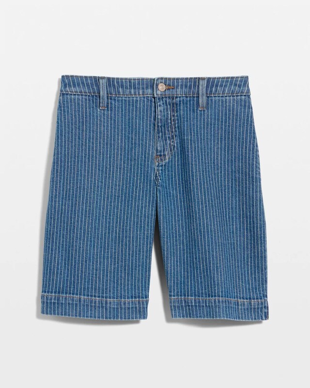 Striped Denim Trouser Shorts - image 5